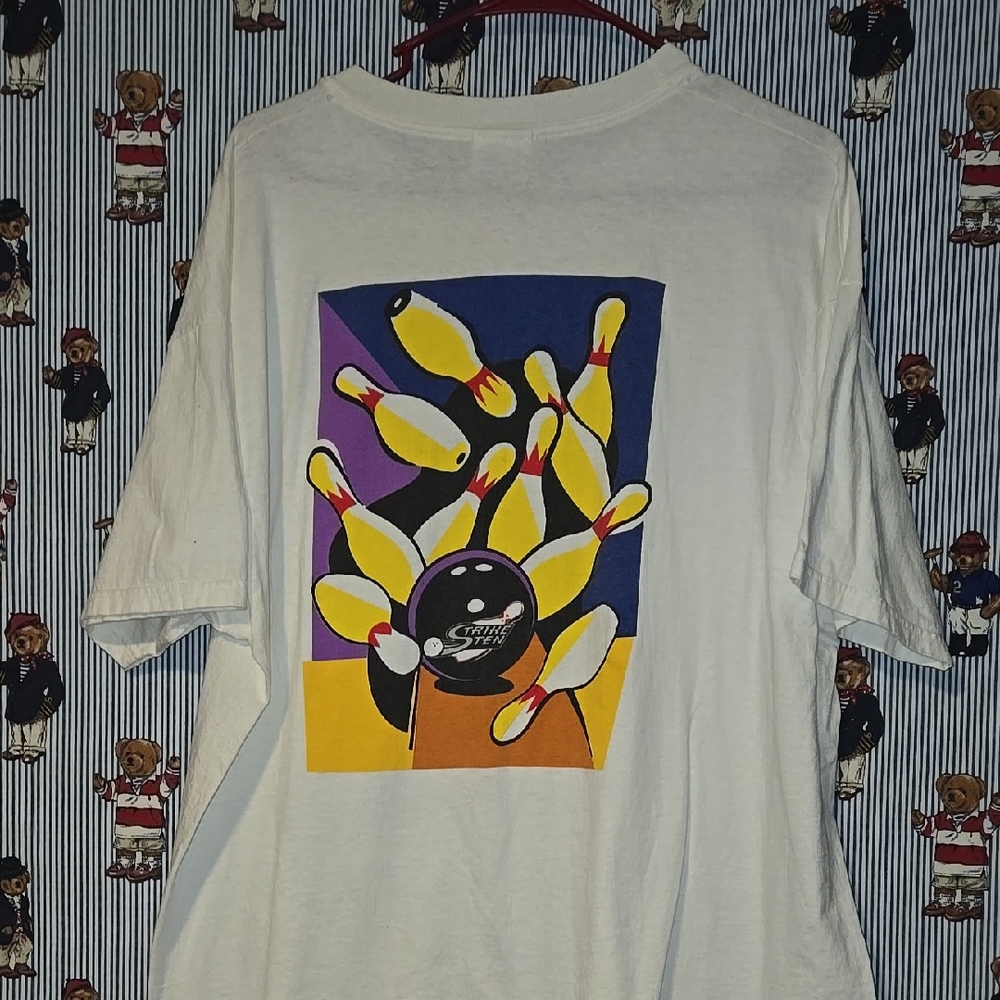 Vintage 90s Bowling Pins Shirt Strike 10 WIBC Graphic Made In Usa Hanes B